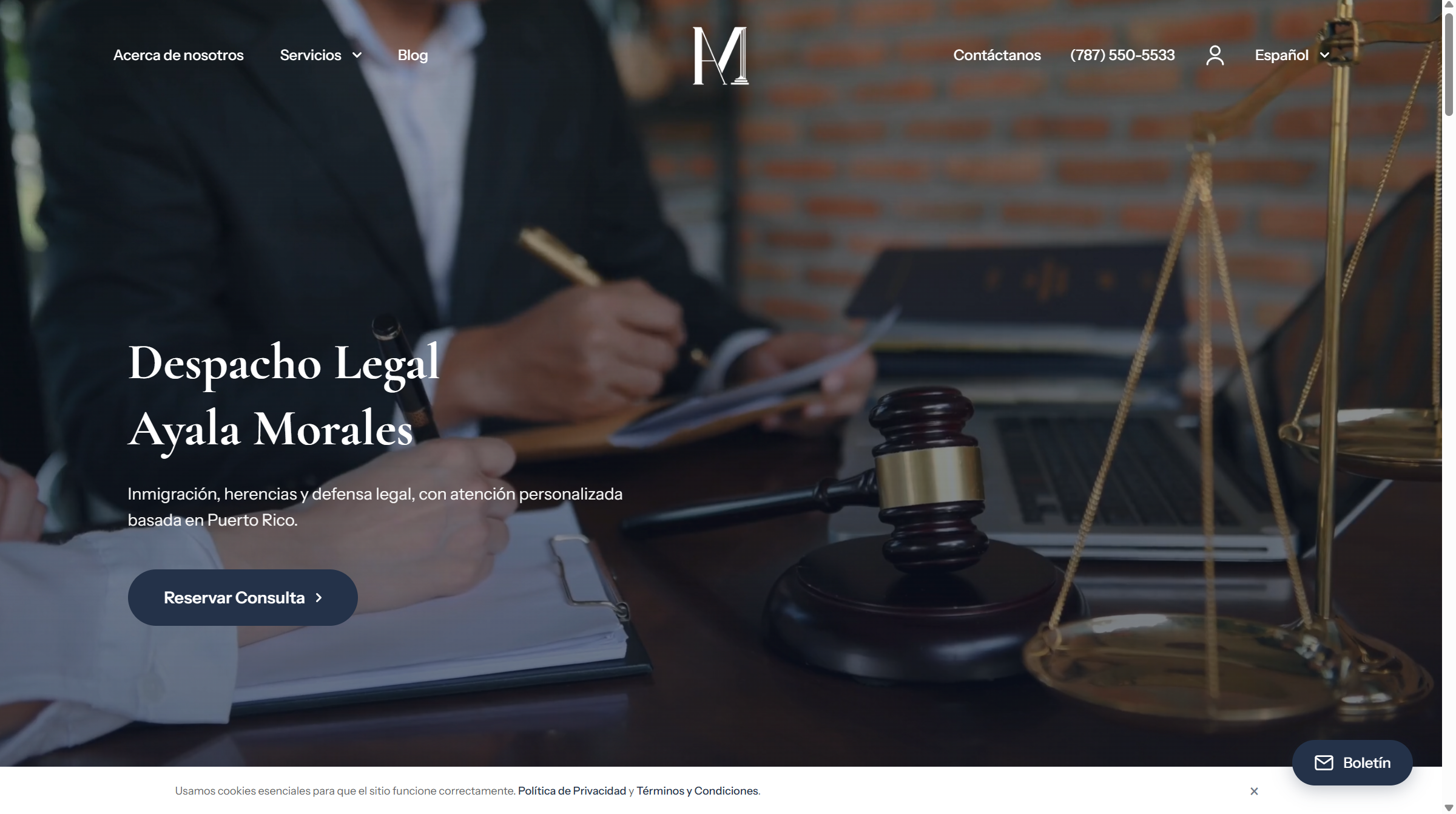 Ayala Law Firm. Un sitio para el cliente y la base operativa del bufete.